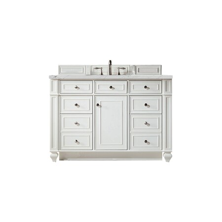 James Martin Vanities Bristol 48in Single Vanity, Bright White w/ 3 CM Ethereal Noctis Quartz Top 157-V48-BW-3ENC